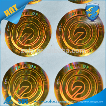 Shenzhen factory supply gold round 3d holographic laser sticker